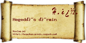 Hegedűs Ármin névjegykártya