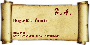 Hegedűs Ármin névjegykártya